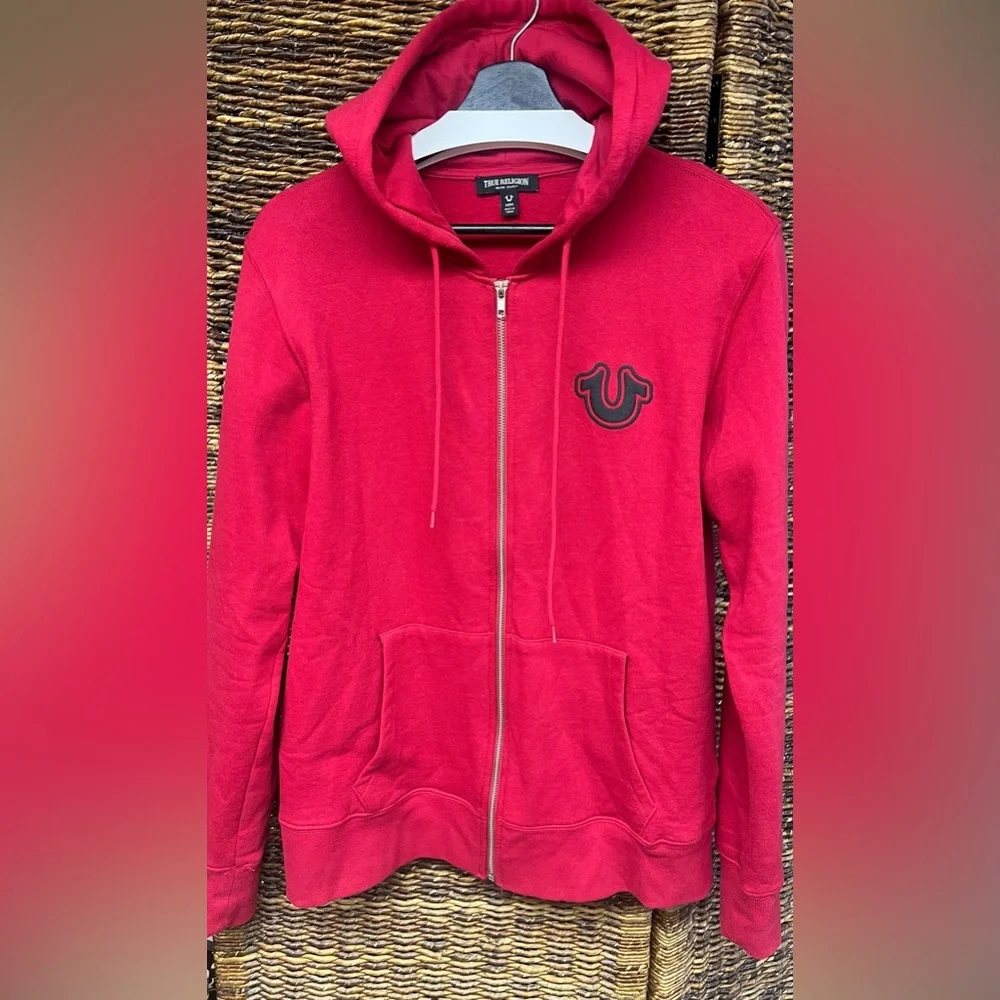True Religion Red Zip-Up Hoodie,‎ Size: Medium